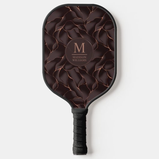 Chocoladebruin & Roze Goud Abstract Golfpatroon Pickleball Paddle (Voorkant)