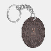 Chocoladebruin & Roze Goud Abstract Golfpatroon Sleutelhanger (Voorkant Links)