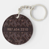 Chocoladebruin & Roze Goud Abstract Golfpatroon Sleutelhanger (Achterkant)