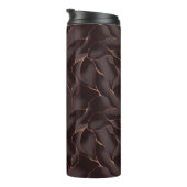 Chocoladebruin & Roze Goud Abstract Golfpatroon Thermosbeker (Geroteerd rechts)