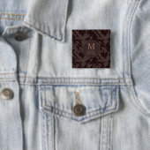 Chocoladebruin & Roze Goud Abstract Golfpatroon Vierkante Button 5,1 Cm (In situ)