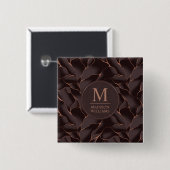 Chocoladebruin & Roze Goud Abstract Golfpatroon Vierkante Button 5,1 Cm (Voorkant /achterkant)