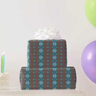 Chocoladebruin & Turquoise Afrikaans Ornament Cadeaupapier
