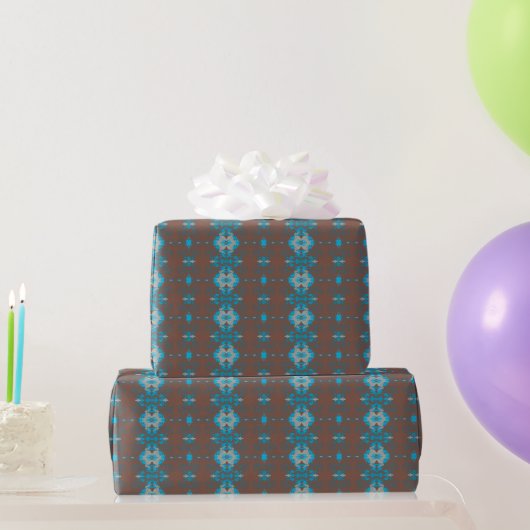 Chocoladebruin & Turquoise Afrikaans Ornament Cadeaupapier (Feestgeschenken)