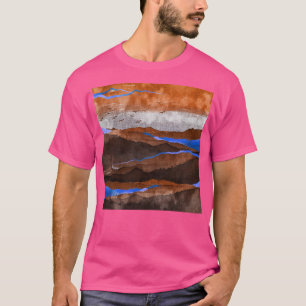 Chocoladebruine bergen met azuurblauwe hoogtepunte t-shirt