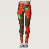 Chocoladebruine bloemige Leggings (Voorkant)
