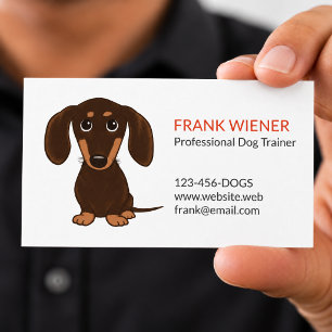 Chocoladebruine Dachshund Cute Doxie Cartoon Hon Visitekaartje