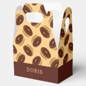 Chocoladebruine donuts patroon bedankdoosjes (Geopend)