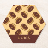 Chocoladebruine donuts patroon kartonnen onderzetters (Voorkant)