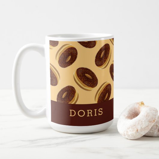 Chocoladebruine donuts patroon koffiemok (Met donut)