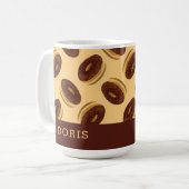 Chocoladebruine donuts patroon koffiemok (Voorkant links)