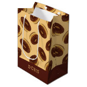 Chocoladebruine donuts patroon medium cadeauzakje (Voorkant Gekanteld)