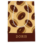 Chocoladebruine donuts patroon medium cadeauzakje (Voorkant)