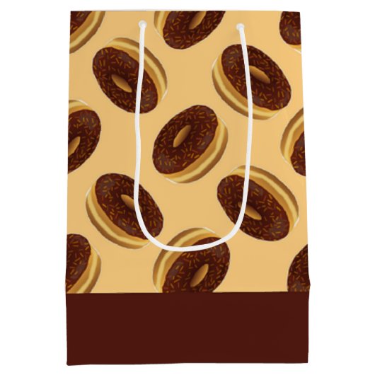 Chocoladebruine donuts patroon medium cadeauzakje (Achterkant)
