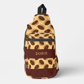 Chocoladebruine donuts patroon sling bag (Voorkant)