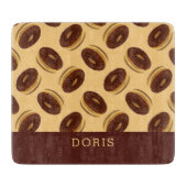 Chocoladebruine donuts patroon snijplank (Voorkant)