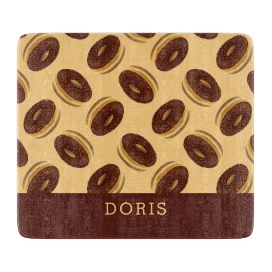 Chocoladebruine donuts patroon snijplank (Voorkant)