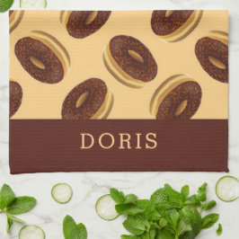 Chocoladebruine donuts patroon theedoek