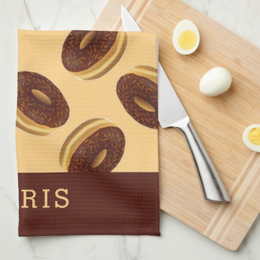 Chocoladebruine donuts patroon theedoek (Quarter Fold)