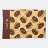 Chocoladebruine donuts patroon theedoek (Horizontaal)