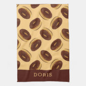 Chocoladebruine donuts patroon theedoek (Verticaal)