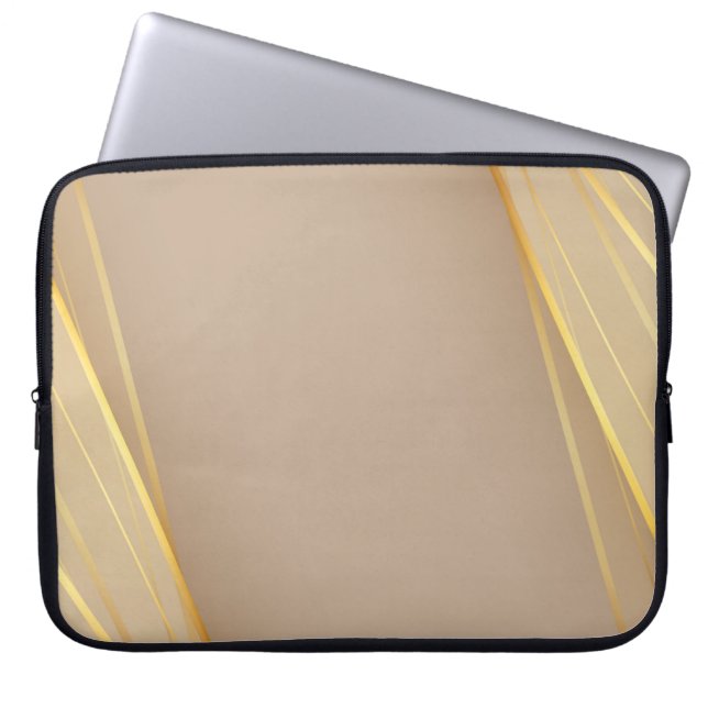 Chocoladebruine en Abstracte goudlijnen Laptop Sleeve (Voorkant)