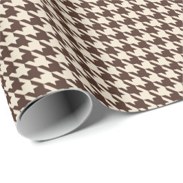 Chocoladebruine en Crème Houndstooth Klassieker Cadeaupapier