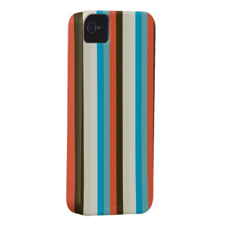 chocoladebruine en waterblauwe strepen iPhone 4 hoesje