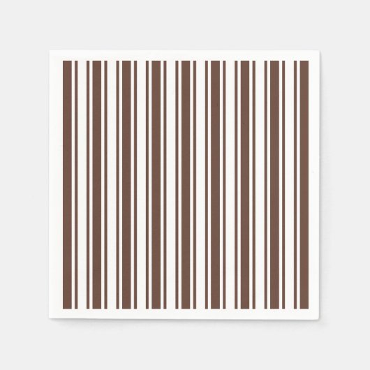 Chocoladebruine en witte snoepjes strepen servet (Voorkant)