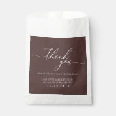Chocoladebruine formele minimalistische bruiloft bedankzakje (Voorkant)