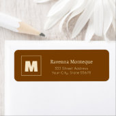 Chocoladebruine gepersonaliseerde monogram letter etiket (Insitu)