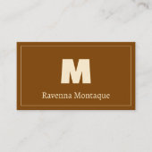Chocoladebruine gepersonaliseerde monogram letter visitekaartje (Voorkant)