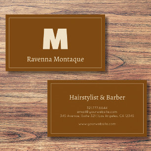 Chocoladebruine gepersonaliseerde monogram letter  visitekaartje