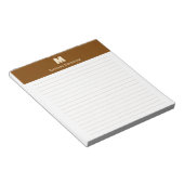 Chocoladebruine gepersonaliseerde monogram naam ge notitieblok (Schuin)