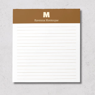 Chocoladebruine gepersonaliseerde monogram naam ge notitieblok