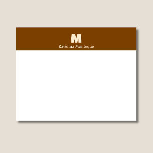Chocoladebruine gepersonaliseerde naamletter monog notitiekaartje