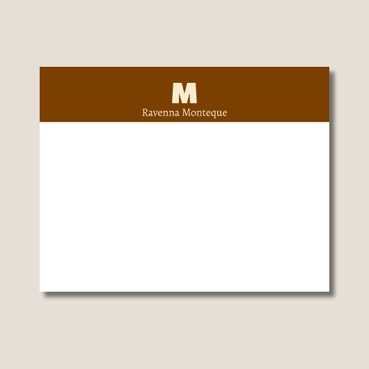 Chocoladebruine gepersonaliseerde naamletter monog notitiekaartje
