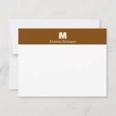 Chocoladebruine gepersonaliseerde naamletter monog notitiekaartje (Voorkant)
