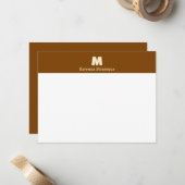 Chocoladebruine gepersonaliseerde naamletter monog notitiekaartje (Voorkant / Achterkant in situ)