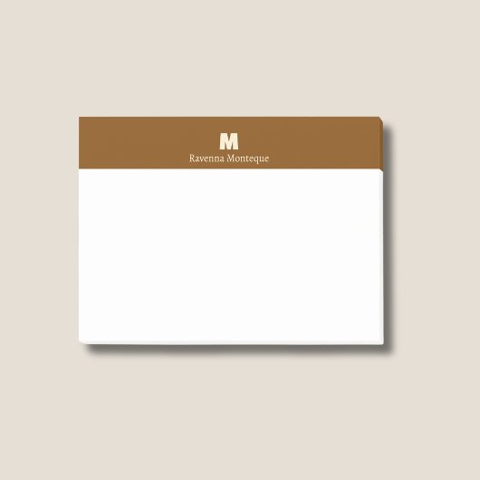 Chocoladebruine gepersonaliseerde naamletter monog post-it® notes