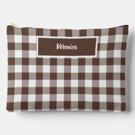 Chocoladebruine geruite gingham gepersonaliseerde etui