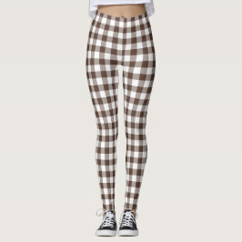 Chocoladebruine geruite gingham leggings