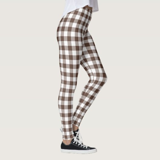 Chocoladebruine geruite gingham leggings (Rechts)