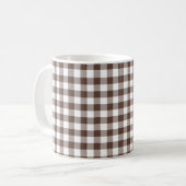 Chocoladebruine geruite Gingham Retro Kleur Koffiemok (Voorkant links)