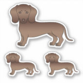 Chocoladebruine gladharige dachshond cartoonhond sticker (Voorkant)
