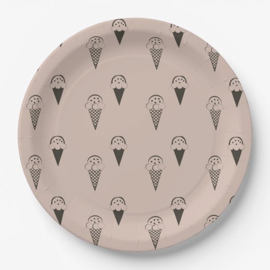 Chocoladebruine ijsjes papieren bordje (Voorkant)