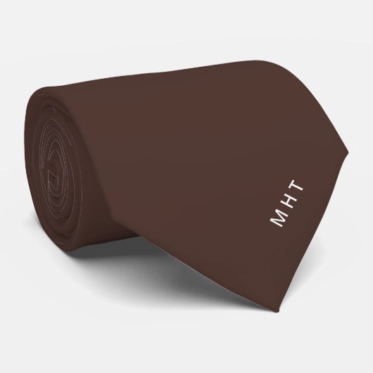 Chocoladebruine initiële minimalistische monogram stropdas (Opgerold)