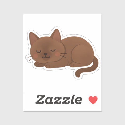 Chocoladebruine Kat – Schattige Slaande Kitty Sticker (Vel)