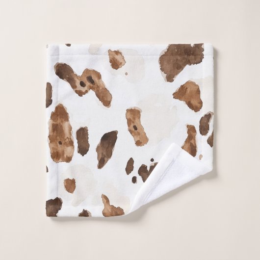 Chocoladebruine Koe print Bad Handdoek (Wasdoekje)