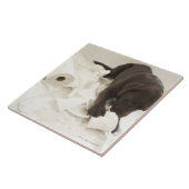 Chocoladebruine labrador. tegeltje (Zijkant)